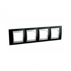 Unica Top rámeček čtyřnásobný Rhodium Black/Aluminium SCHNEIDER MGU66.008.093