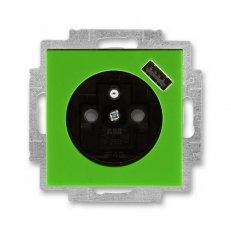 Zásuvka s USB nabíjením 5569H-A02357 67 zelená/kouř. černá Levit ABB