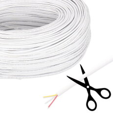 3-žilový kulatý PVC kabel AWG 20/0,52 mm2, bílý plášť, červená/bílá/žlutá