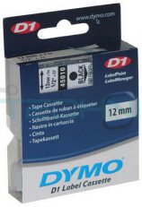 S0720500 45010 DYMO páska D1 plastová 12mm,černý tisk/průhledný podklad,návin 7m