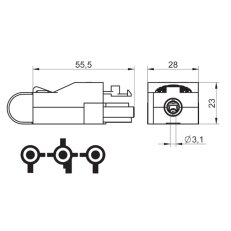 Zástrčka BCS-3T/M2-N s krytem, zámkem, dvojitá konektorová přístrojová J386060