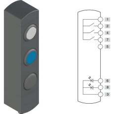 Ovládací jednotka BN 3 prvky (konfigurace B13) Konektor M12, 8 pólů, IP65