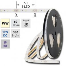 LED pásek SMD3528 WW, 60LED, IP68, 5m, 12V, 4,8 W/m