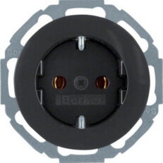 Zásuvka, SCHUKO, 16 A, 250V, šroubovací svorky, Serie R.classic, černá, lesk