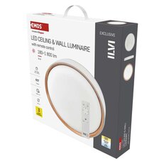 LED přisazené svítidlo ILVI, kruhové 30W, stmív. CCT, bílá+dřevo ZM5114