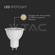 LED Spotlight CREE CHIP 6W GU10 Plastic Dimmable 38° 3000K VT-227D, SKU211956