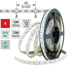LED pásek SMD5050 červený, 120LED/m, 28,8W/m, 720lm/m, IP20, DC 24V, 12mm, 5m
