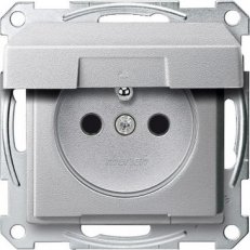 Merten Zásuvka 2P+E 250V s víčkem IP20 System M Aluminium SCHNEIDER MTN2510-0460
