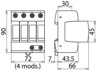 Svodič přepětí DEHNguard M 4-pólový pro TN-S systémy 952400