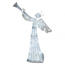 LED vánoční anděl ratanový, 130 cm, vnitřní, studená bílá