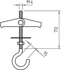 OBO 452 M4x70 G Sklápěcí závěs s pružinou s hákem M4x70mm Ocel galv. zinek