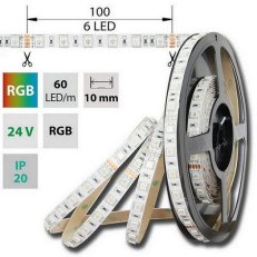 LED pásek SMD5050 RGB, 60LED/m, 14,4W/m, DC24V, 560lm/m, IP20, 10mm, 5m