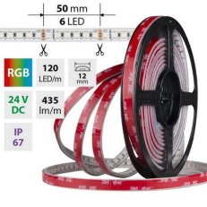 LED pásek SMD4040 RGB, 120LED/m, 14W/m, DC 24V, 435lm/m, IP67, 12mm, 5m