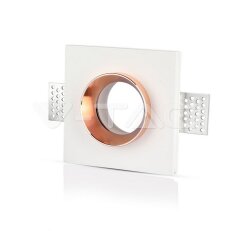 GU10 Fitting Gypsum White Recessed Light With Rose Gold Metal Square, VT-866
