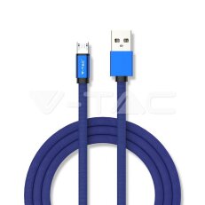 1M Micro USB 2.4A Cotton fabric cable, Ruby series, blue color, VT-5342