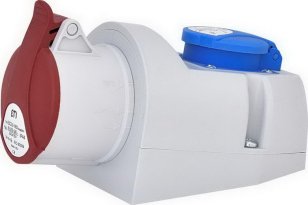 ETI Průmyslová zásuvka na stěnu 3F (+ 1-f Schuko 16A) IP44 16A 400V 3p+N+PE
