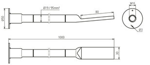Dehn 419502 Měděnný zemnící bod s kabelem NYY-O M16 styčnice 80X30mm D 1000mm