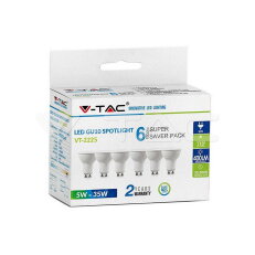 LED Spotlight 5W GU10 SMD White Plastic Milky Cover 3000K 6PCS/PACK , VT-2225