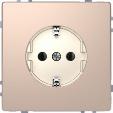 Zásuvka Merten D-Life 250V/16A SCHUKO bezšroubová kov Brushed Gold MTN2301-6051
