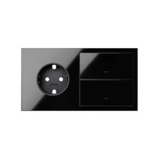 Panel 2-násobný: 1 zásuvka + 2 kryty :3067 černý KONTAKT SIMON 10020204-138