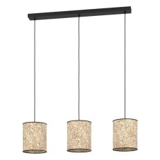 Závěsné svítidlo EGLO BUTTERBURN 3xE27 černá/béžová s břízovými listy 3X25W IP20