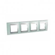 Unica Top rámeček čtyřnásobný Fluor Green/Aluminium SCHNEIDER MGU66.008.094