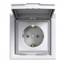ASFORA Zásuvka SCHUKO 250V 16A, clonky, IP44, bílá SCHNEIDER EPH3100321