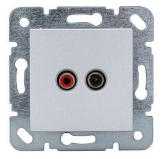 Přístroj audio 2x Cinch s krytkou, stříbrný SCHRACK EV124008--