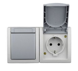 Kombinace přepínače č.6 a zásuvky SCHUKO, horizontální, IP54 SCHRACK EV211017--