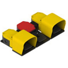Trojitý nožní spínač M20x1,5 plast 1NO+1NC/1NO+1NC/1NO+1NC žlutá červená žlutá