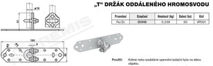 ''T'' držák oddáleného hromosvodu DOHS (FeZn) TREMIS VP001