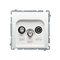 Zásuvka SAT-SAT-RTV koncová, 2x vstup: SAT: 52400 MHz, RTV: 5862 MHz bílá