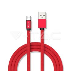 1M Micro USB 2.4A Cotton fabric cable, Ruby series, red color, VT-5342 SKU8497