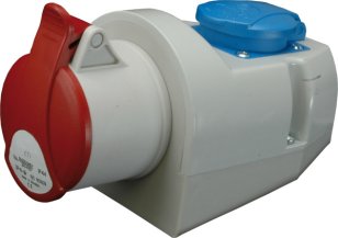 ETI Průmyslová zásuvka na stěnu 3F (+ 1-f Schuko 16A) IP44 32A 400V 3p+PE