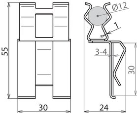 Bezšroubová svorka pro armování 12 mm a pásek 30x4 mm DEHN 308143
