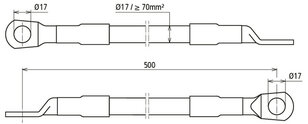 CuStAl-kabelová oboustranná propojka uzemnění s kabelovým okem prům. 17mm L500mm