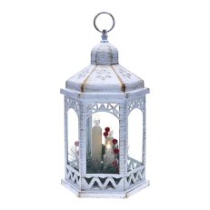 LED vánoční lucerna bílá, 33cm, 3x LED svíčka, 3x AAA SOLIGHT 1V266