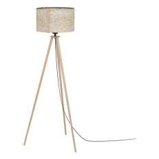Stojací svítidlo HONTONGAS E27 černá/dřevo BEIGE M.HEU 1X25W EGLO 390326