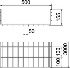 OBO SGR 155 500 G Mřížový žlab SGR, 155x500x3000, Ocel, St