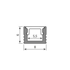 Přisazený hliníkový profil PEA 6x8mm vč. mléč. difuz. 2m MCLED ML-761.602.04.2