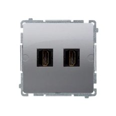 dvojitá zásuvka HDMI, stříbrná matná metalizované KONTAKT SIMON BMGHDMI2.01/43