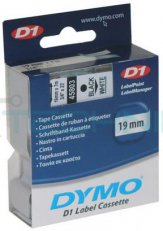 S0720830 45803 DYMO páska D1 plastová 19mm, černý tisk / bílý podklad, návin 7m