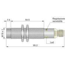 Kapacitní senzor d18 mm AECO SC18SM-CE10 NPN NO+NC H