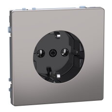 Zásuvka SCHUKO, Merten System D, bezšroubová, nikl kovová, 16 A, 250 V, kov