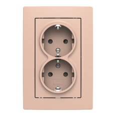 Dvojzásuvka ABB ZONI s clonkami, bezšroub., pudrová / bílá 5522T-C03458 142