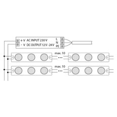 LED modul 3x SMD1919, 6W, 12V, 500mA, úhel 10°x40°, IP65 MCLED ML-211.013.51.0