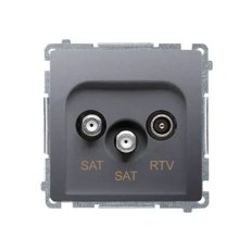 Zásuvka SAT-SAT-RTV koncová, 2x vstup: SAT: 52400 MHz, RTV: 5862 MHz Inox