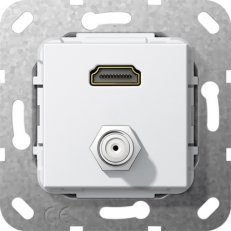 HDMI SAT F-zásuvka Gender changer vložka čistě bílá GIRA 567503