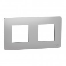 Krycí rámeček NOVÁ UNICA STUDIO dvojnásobný, Aluminium SCHNEIDER NU200430