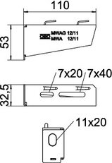 Nástěnný výložník OBO MWAG 12 11 FS pro mřížový žlab B110mm Ocel